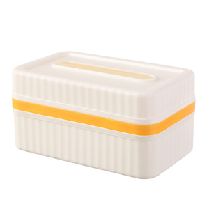 Boîte à mouchoirs double couche bicolore en plastique avec couvercle ouvrant, rangement de bureau pour chambre, salon, salle de bain - Product Image 5