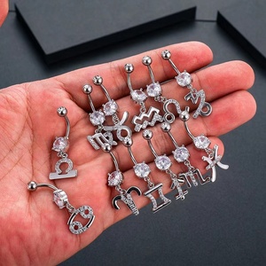 <span class=keywords><strong>Gaby</strong></span>'s último estilo Acero inoxidable Zodiaco ombligo anillo garra ajuste Piercing joyería para bodas - Product Image 5