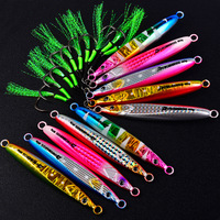 Nouvelle Leurre de pêche phosphorescente en métal 20g 30g 40g 60g avec hameçons doubles assistés à plumes pour la pêche au jigging de maquereau et de grouper