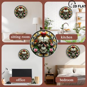 Round Wooden Wall <b>Clock</b> 25cm <b>Hand</b> Carved Silent Non Ticking Home Art Decoration - Product Image 5