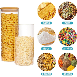 Bocaux empilables hermétiques en verre borosilicate transparent pour pâtes, spaghetti, macaronis, organisation de la cuisine, compatibles <span class=keywords><strong>lave</strong></span>-<span class=keywords><strong>vaisselle</strong></span>, grande taille - Product Image 4