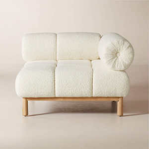 Sofá Seccional Moderno de Salón con Brazos Redondos y Diseño Bajo, Estructura de Madera y Tapicería de Tela, Sofá Modular - Product Image 6