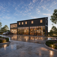 Bâtiment commercial modulaire préfabriqué à parois ondulées modernes pour la construction de cafés, hôtels, galeries d'art et magasins de détail