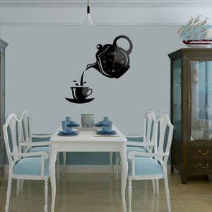 Creative Teapot Mirror Hanging <b>Clock</b> -3D Acrylic <b>Wall</b> Stickers <b>Decorative</b> Painting Silent <b>Clock</b> for Living Room Bedroom - Product Image 6