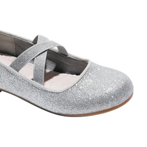Personalizza scarpe elastiche da principessa per bambina in pelle glitterata argento <span class=keywords><strong>elegante</strong></span> danza con suola piatta per ragazza - Product Image 3