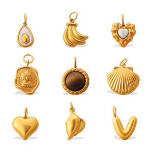 Moda oro fai da te ciondolo ciondolo conchiglia disegno a cuore <span class=keywords><strong>di</strong></span> <span class=keywords><strong>pesce</strong></span> per bracciale collana creazione <span class=keywords><strong>di</strong></span> gioielli - Product Image 5