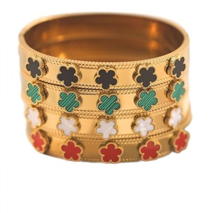 Brazaletes de Oro Macizo Resistentes al Agua con Bisagras, Joyería de Acero Inoxidable Antideslustre, Brazaletes con Diseño de Flor para Mujer - Product Image 4