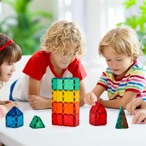 Azulejos magnéticos ecológicos para niños pequeños, coloridos juguetes de construcción 3D que mejoran la imaginación y las habilidades motoras finas - Product Image 5