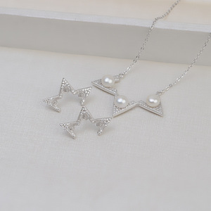 Collar de Plata S925 para Mujer, Versión Coreana, con Colgante de Perla para Clavícula, Colgante de Moda con Diseño de Cuerno de Reno Navideño - Product Image 2