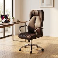 Chaise de bureau exécutive ergonomique contemporaine haut de gamme JA-788 - Cuir PU brun foncé pour la maison, le bureau et l'école