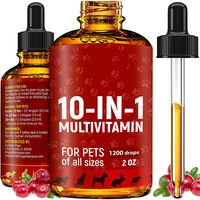 Supplément de multivitamines pour animaux de compagnie 10 en 1 gouttes liquides avec extrait de canneberge pour soutenir la santé des hanches et des articulations pour les animaux de compagnie