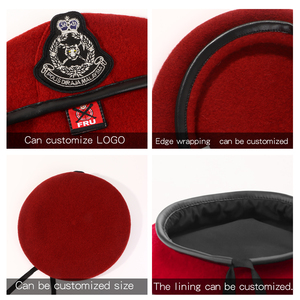 Béret en <span class=keywords><strong>Laine</strong></span> et Cuir Personnalisé pour Hommes et Femmes, Style Formel, Broderie Saison Automne, Réglable, <span class=keywords><strong>Casquette</strong></span> Tactique Uniforme - Product Image 5
