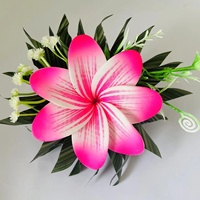 Pince à cheveux Fleur de Plumeria Hawaïenne avec feuilles en mousse EVA, Tiara Hibiscus, Accessoire de cheveux artificiel style Polynésien Samoan