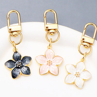 Clé USB Porte-clés en Alliage, Style Simple et Mignon, avec Pendentif Grande Fleur de Cerisier Faite à la Main, pour Décoration de Sac et Bijoux
