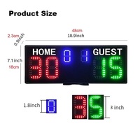 GANXIN Tableau de score numérique portable sans fil à télécommande LED pour tennis et padel d'intérieur avec montre-bracelet