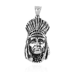 Pendentif pour homme en acier inoxydable, tête de chef indien vintage, pour motard, bijoux hip-hop dorés pour fêtes, symbole chrétien - Product Image 1