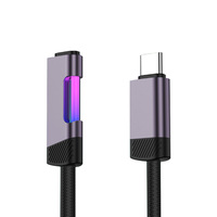 Kabel Data USB a ke Type C 60W LED Glow RGB 7 Warna Gradasi Lampu Pijar, Pengisian Daya Super Cepat, Kabel Data RGB