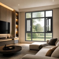 Juego de ventanas y puertas abatibles de fábrica HUACAI, precio al por mayor, ventana abatible de doble acristalamiento para toda la casa