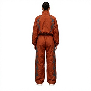 Nylon Black Sportswear Tracksuit <b>Set</b> with Athletic Zip Jacket and Pants for Training Fitness Running Workout and Outdoor Sports - Product Image 2