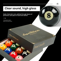 Vente directe d'usine, billes de billard en résine phénolique finition cristal, taille standard noire, 8 billes, accessoires pour table de billard à neuf boules, 6