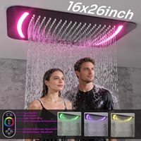 Système de douche Homedec avec deux douches, une douchette de 6 pouces, 4 jets de pulvérisation corporelle, robinet à main 2-en-1, lumière LED, noir mat