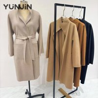 Manteau en cachemire double face style Max Lilia pour femme, effet vague d'eau, inspiré de Max Mara, mélange de laine, mi-long, coupe petite, veste-robe