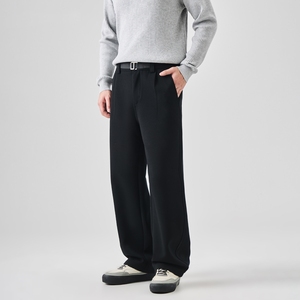 Pantalon décontracté ample pour homme, couleur kaki clair, pantalon large et décontracté, taille haute, coupe droite, style minimaliste, à porter au quotidien - Product Image 4