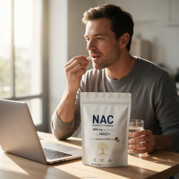 NAC 600mg N-Acétyl-L-Cystéine en gélules molles avec NAD+ Huile de noix de coco MCT Antioxydant Complément alimentaire 300 unités