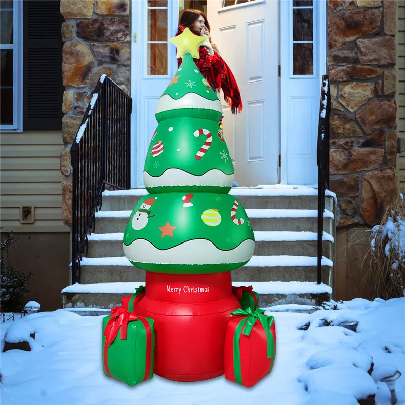 Commercio all'ingrosso durevole Eco Pvc decorazioni natalizie telecomando Led luce carino albero di natale gonfiabile