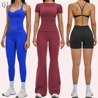 Nouvel ensemble de vêtements de sport pour femmes, soutien-gorge de sport à dos croisé, leggings évasés, ensemble de yoga et de fitness pour la salle de sport