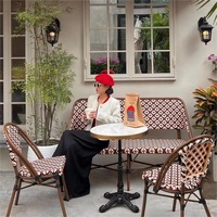 Meubles de jardin Chaise de salle à manger en bambou rotin blanc Table et chaise d'extérieur Set café
