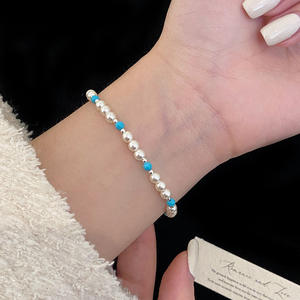 Ensemble de <span class=keywords><strong>bijoux</strong></span> de luxe légers et haut de gamme pour femmes, comprenant un fer à perles turquoise et un collier de perles pour la clavicule - Product Image 1