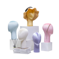 Maniquí de cabeza de terciopelo de color, modelo de exhibición, soporte de plástico, accesorios para joyería, gafas, bufanda, sombrero