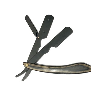 Rasoir de barbier multifonctionnel en acier inoxydable à bord droit, instrument de rasage pliable pour hommes avec design multicolore doré - Product Image 3