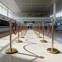Poteau de signalisation robuste en acier inoxydable avec tête sphérique – Choisissez Or ou Argent pour une utilisation professionnelle de gestion de foule et de sécurité
