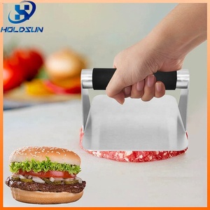 Ngoài trời thép không gỉ nhiệm vụ nặng nề Vỉ nướng thịt bít tết Burger patty Báo Chí hình chữ nhật với Silicone xử lý - Product Image 6