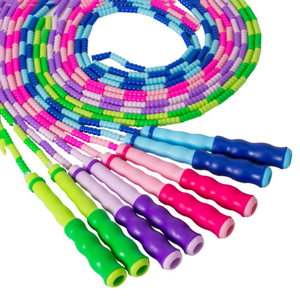 <span class=keywords><strong>Corde</strong></span> à <span class=keywords><strong>sauter</strong></span> pour enfants à longueur réglable, en PVC, avec perles souples à joint de bambou, pour l'entraînement quotidien - Product Image 3