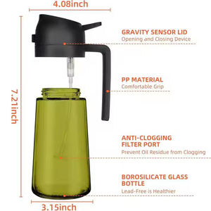LOVFE 2-in-1 環境に優しい食品グレード470mlオイルミスタースプレーヤーディスペンサーガラスボトル（調理、エアフライヤー、サラダ、揚げ物、バーベキュー用） - Product Image 5