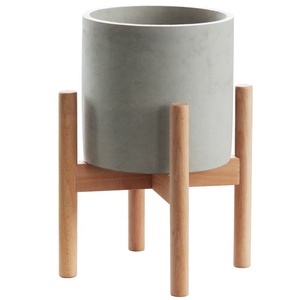 Vaso rotondo <span class=keywords><strong>in</strong></span> <span class=keywords><strong>cemento</strong></span> con supporto <span class=keywords><strong>in</strong></span> legno per interni per esterni vasi di piante <span class=keywords><strong>in</strong></span> calcestruzzo a forma di cilindro succulente rack piano uso Desktop - Product Image 1