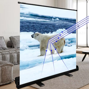 Manual Pull up Piso portátil Interior Exterior Pantalla <span class=keywords><strong>de</strong></span> cine 120 pulgadas 4:3 Roll up Proyección Pantalla <span class=keywords><strong>completa</strong></span> con soporte Caja <span class=keywords><strong>de</strong></span> aluminio - Product Image 1