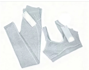 Hot Style Fashion Yoga Pilates Stretch <strong>Seamless</strong> Ribbed High-quality <strong>Leggings</strong> 2 Piece Set for Women - Product Image 6