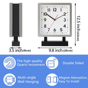 両面壁掛け時計 クラシックステーションスタイル 静音クォーツムーブメント 家庭用リビングルームの装飾用 - Product Image 2
