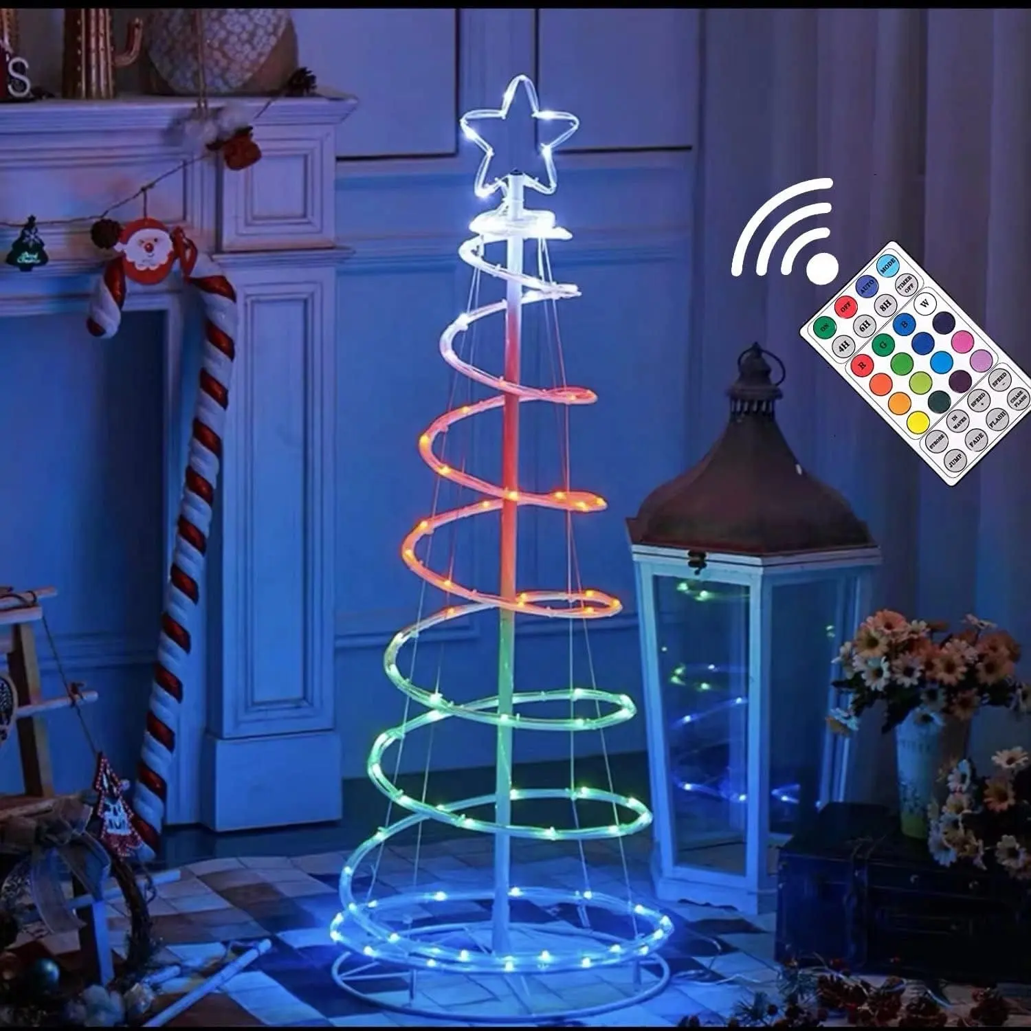 LED iluminado árvore de Natal espiral RGB árvore espiral luz Natal corda luz árvore natal 4ft 5ft 6ft