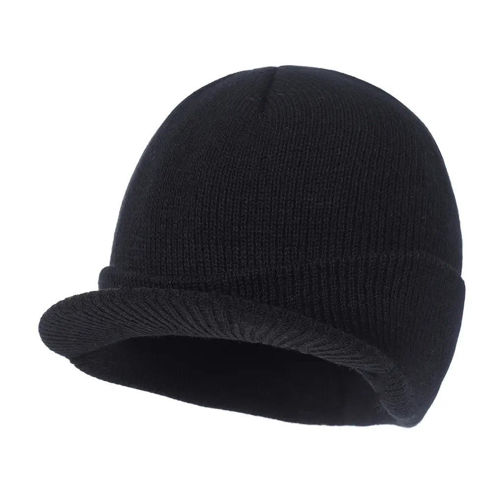 Hotsale topi beanie visor rajut polos klasik kasual tahan angin hangat lembut uniseks logo kustom kualitas tinggi untuk luar ruangan