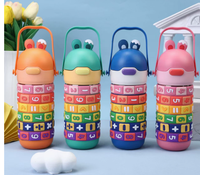Botol Minum Anak Digital Puzzle Anti Bocor untuk Anak Laki-laki dan Perempuan, Botol Minum Anti Pecah