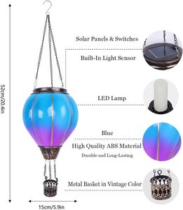 โคมไฟตกแต่งสวน LED พลังงานแสงอาทิตย์ รูปทรงบอลลูนลมร้อน ดีไซน์สวยงาม - Product Image 5