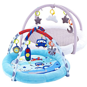 Tapis d'éveil pour nouveau-né avec arche d'activités détachable, coussin de sécurité et jouets suspendus pour le jeu sensoriel et le développement motoriel (assis, couché, ramper) - Product Image 1
