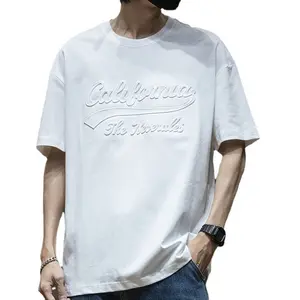 पैटर्नयुक्त प्रिंट भारी ओवरसाइज़्ड 100% कॉटन 300 जीएसएम मॉडल पुरुषों की टी-शर्ट कोरिया