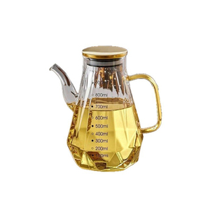 Pot en verre borosilicate transparent moderne de 500 ml, <span class=keywords><strong>bouteille</strong></span> d'huile chauffante de 17 oz avec couvercle en métal pour l'emballage de la cuisine - Product Image 1