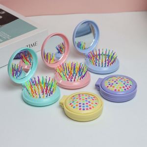 Compact Travel Cosmetic <b>Mirror</b> with Mini Hair Brush Set Folding Hairbrush and <b>Mirror</b> Comb for Women Small Hair Comb - Product Image 5
